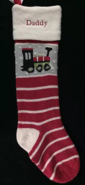 Pottery Barn Kids Natural Fair Isle Christmas Stocking Daddy New Train Gray Red