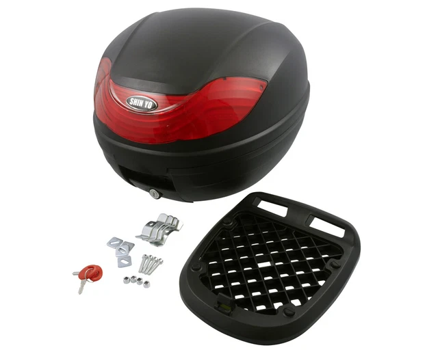 Topcase SHIN YO TORINO, noir, 32 litres avec plaque de montage, espace de rangem