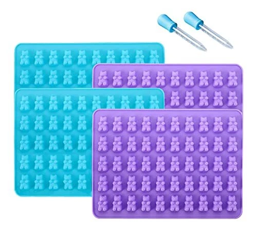 Gummy Bear Silicone Molds 4 PCS,Non-stick Chocolate Gummy Molds with 2