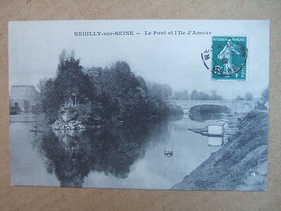 Cpa Neuilly Sur Seine (92) Le Pont Et L'ile D'amour. Embarcadere. Barques.