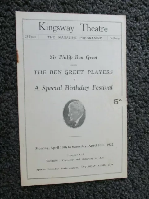Hamlet Kingsway Theatre London Vintage Programme 1932