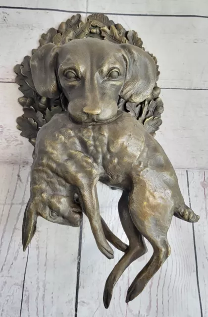 Vienna Bronze Style Cold Painted Iron Hunting Dog Rabbit in Mouth Hot Cast Deal