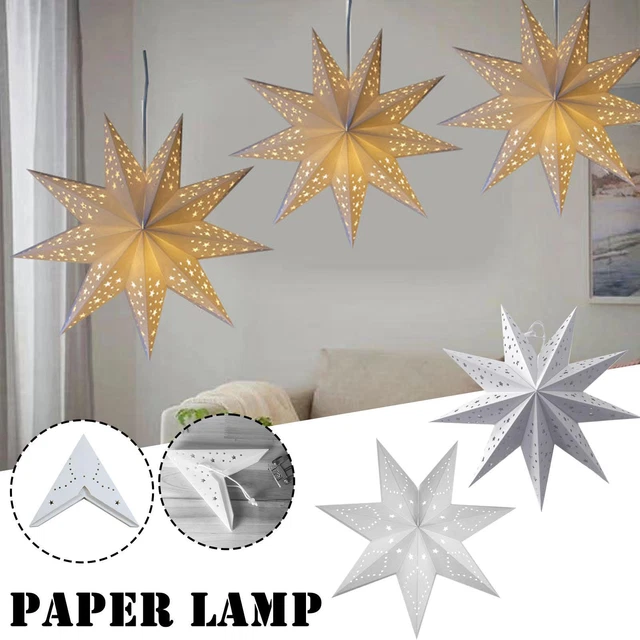 Hanging Paper Star Christmas Lantern LED Lights Window Wedding Decoration^ Y0S1