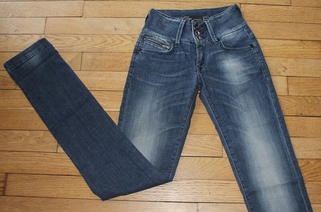 Jean Salsa Pour Femme - Taille 36 (W25/L30) - Coupe D En Coton élasthanne - Bleu Délavé - État Très Bon