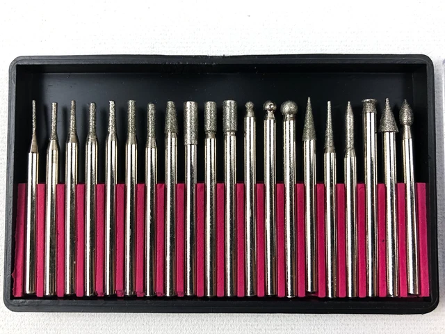 20 Pc Diamond Mounted Point 1/8" Shank 1-3/4" OAL Grinding Head Rotary Tools