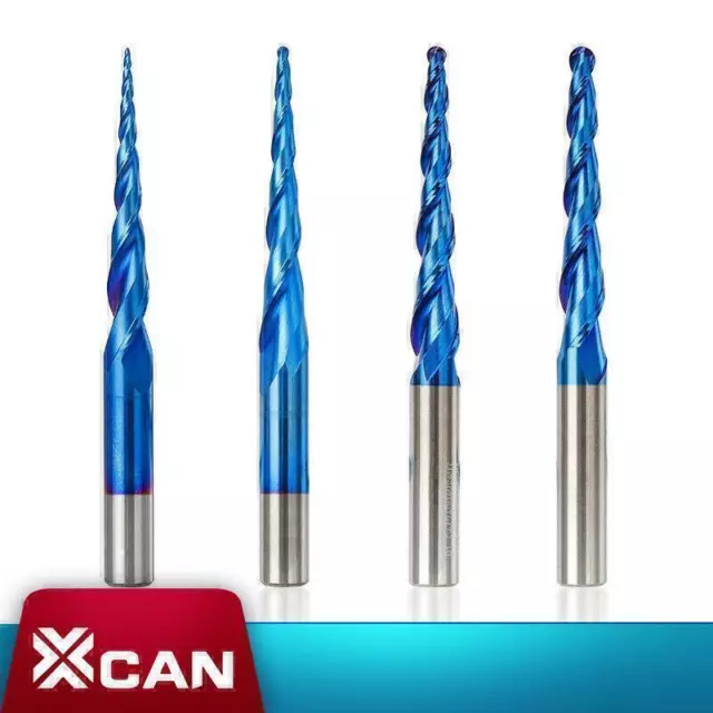 2 Flute Tapered Ball Nose End Mill 3.175/4/6/8mm Shank Carbide CNC Router Bits