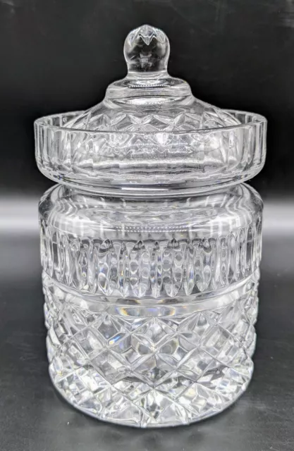 Crystal Clear Cut Glass Cookie Candy Biscuit Jar