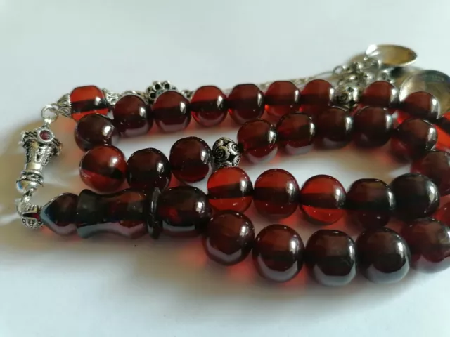 Natural German Faturan Cherry Amber Bakelite Islamic Prayer Beads Tesbih Rosary
