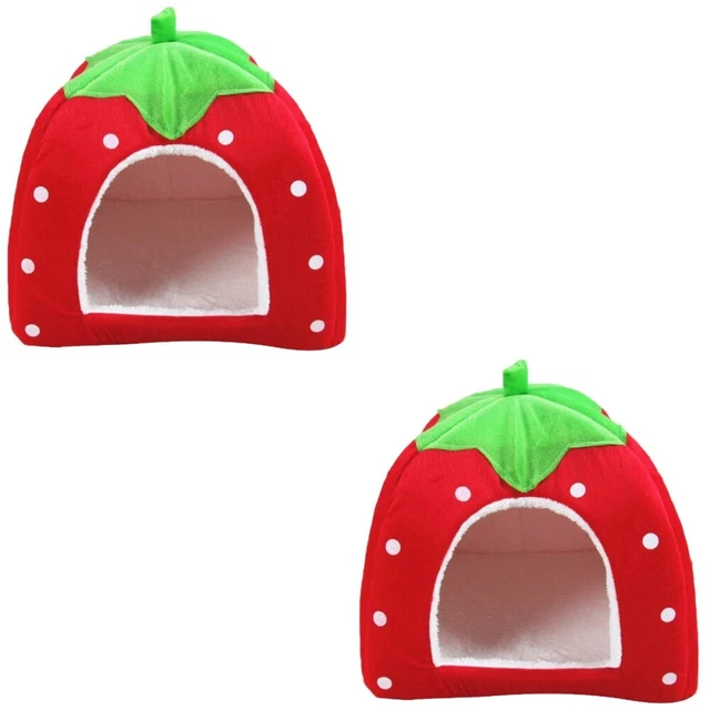 Set of 2 Dog Bed Strawberry Pet House Foldable Outdoor Tent Yurt