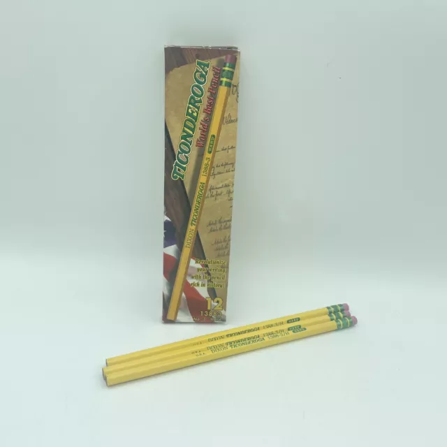 Lot 6 Dixon Ticonderoga Medium Pencils 1388-2 5/10 Yellow Barrel Soft
