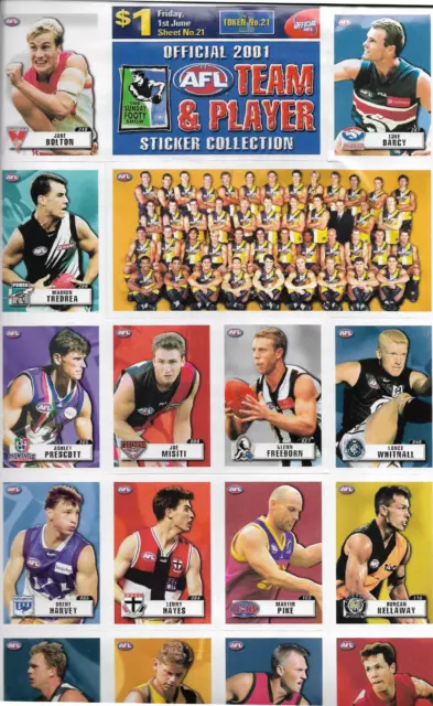 2001 Afl Team & Player Sticker Collection - 348 Stickers & Official Album 3