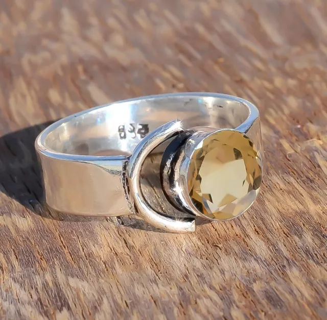 Citrine Topaz Gemstone 925 Sterling Silver Handmade Lovely Bague de fiançailles