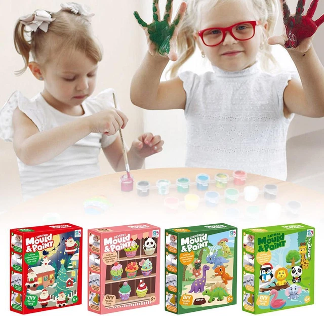 Kids Plaster Painting Kit DIY Paint Your Own Figurines Crafts Set✨b Arts Z4X2