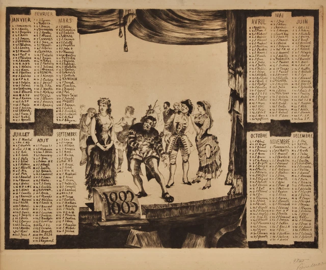 Giuseppe VERDI / Calendar for the year 1883 Etching and drypoint Signed 1882