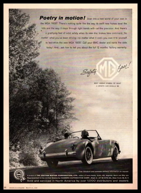 1960 MG MGA 1600 Mark II Convertible Roadster Sports Car BMC Motors Print Ad