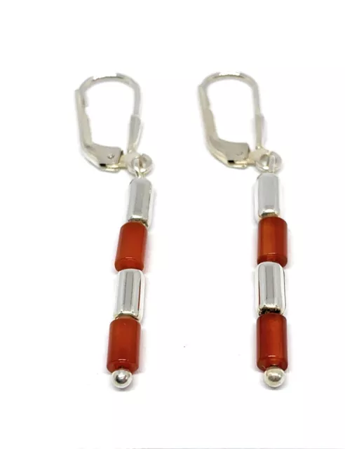 Lyre Studio Nova Sterling Silver Orange Carnelian Gemstone Drop Earrings