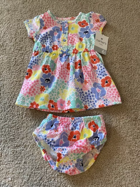 NWT carters Infant Girls 6M Multicolor Floral 2 Piece Set Dress Bloomers