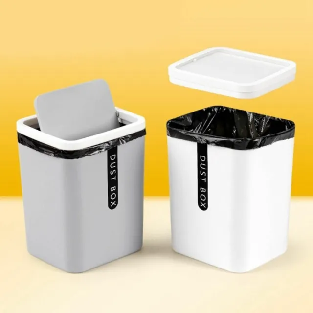Swing Lid Desktop Dustbin Sundries Barrel Trash Can Waste Bin Garbage Basket