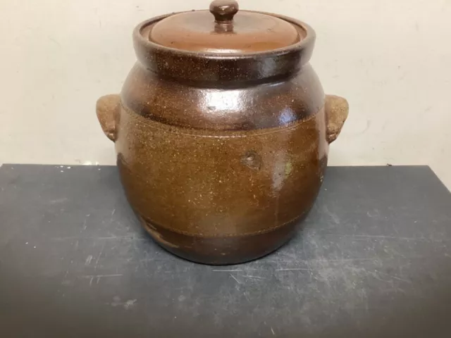 Vintage, Large Bendigo Pottery Crock Pot with Lid, 30cm