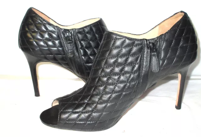 Cole Haan Women's Annabel Bootie Size 10 Open Toe High Heel Woven Leather Black.