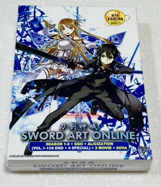 DVD Anime SWORD ART ONLINE Season 1-3 +Alicization (1-96) +Movie +2 OVA  English