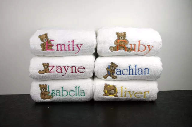 Personalised Embroidered Baby Towel Birthday Christmas Baby Shower Teddy Sets