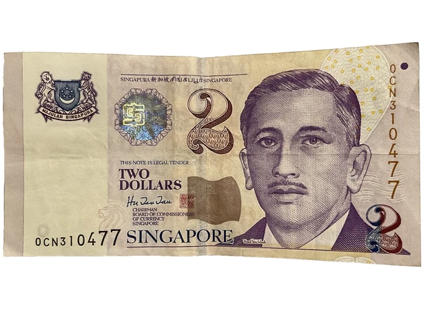 (1999) *Singapore $2 Banknote* Circ (First Year Of Issue) ~Nr~ #235
