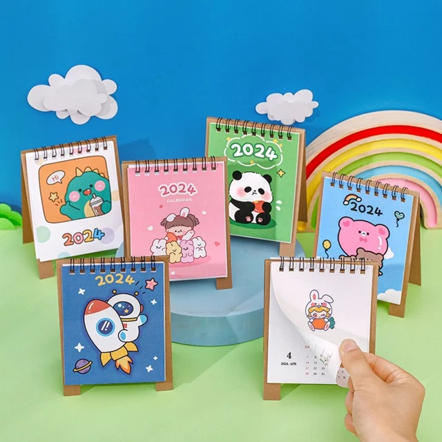 DAILY SCHEDULE DESK Calendar Memo 2024 Coil Calendar Cartoon Calendar