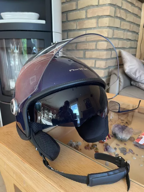 NEXX Jethelm / Rollerhelm Gr.Xl 60-61 Cm, Blau mit Visier und Sonnenblende