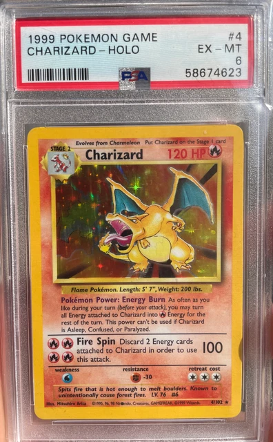 POKEMON CHARIZARD set base 4/102 PSA 6 ENG. BLACK DOT ERROR.