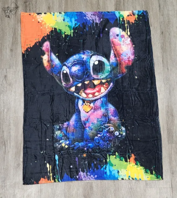 Stitch Blanket, Rainbow/Color Paint Splotch Theme, 50" x 38", 100% Polyester