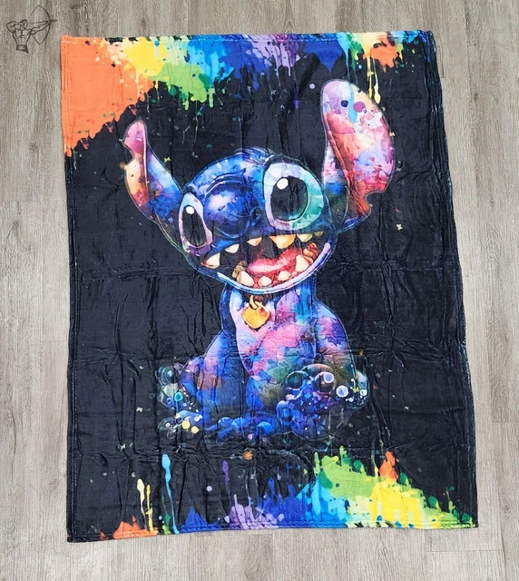 Stitch Blanket, Rainbow/Color Paint Splotch Theme, 50" x 38", 100% Polyester