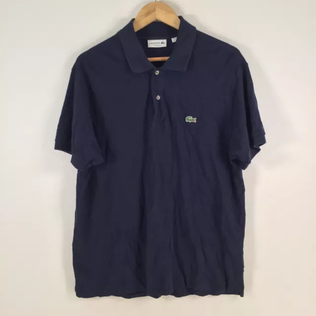 Lacoste mens polo shirt size XL navy blue short sleeve collar cotton 078642