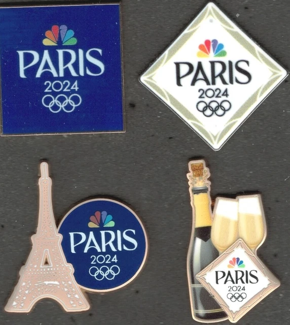 2024 PARIS DATED NBC Logos Olympic Media Collector Pin Set of 4 2024