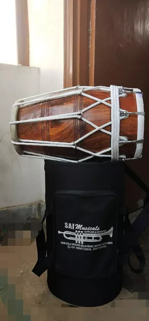 Special Dholak Drum Sheesham Wood, Padded case, Spanner, Dholki