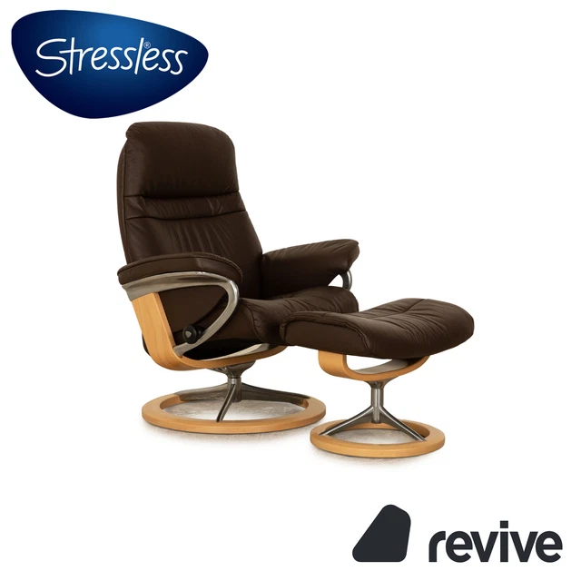 STRESSLESS SUNRISE CUIR Fauteuil Braun Manuel Fonction Relax Inclus EUR