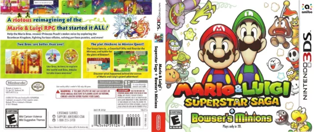 Mario&Luigi Superstar Saga Bowser's Minions NTSC 3DS Replacement Cover Art Only