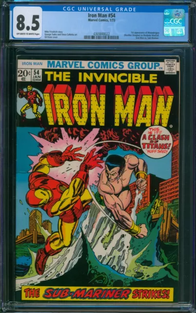 Invincible Iron Man #54 CGC 8.5 VF+ OwWp 1st Moondragon Appearance Marvel 1973