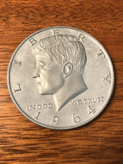 Vintage Large 3 Inch Novelty 1964 Kennedy Half Dollar Medal / Coin / Souvenir