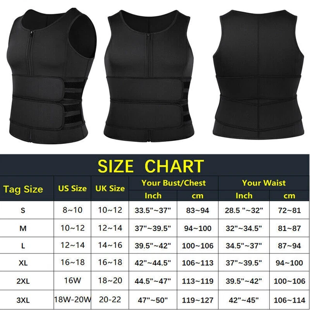 MEN'S SAUNA SUIT Sweat Vest Weight Loss Waist Trainer Tanks Neoprene