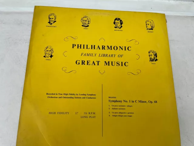 Lp Vinyl Philharmonic Family Library Of Great Music Brahms USA