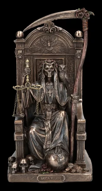 Reaper Figur - Santa Muerte auf Thron mit Sense - Gothic Dekofigur 22cm