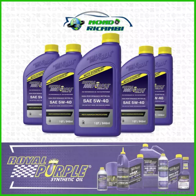 OLIO MOTORE ROYAL PURPLE SAE 5W40 100% SINTETICO ALTE PRESTAZIONI 4.70LT- 5Lt