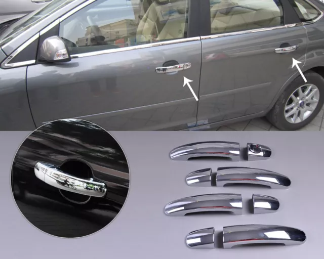 4sets  Chrome door handle trim cover outside Protecor for Ford Focus 2012 2013