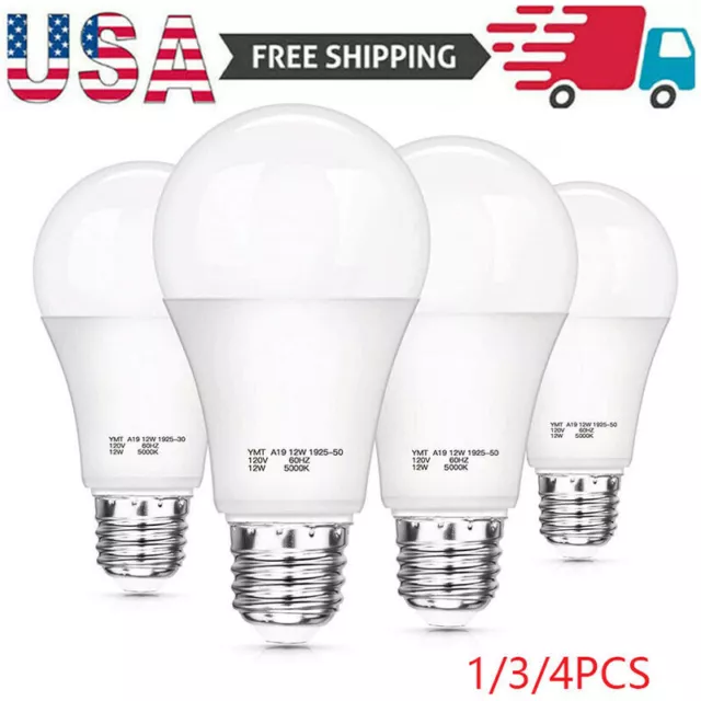 1-4 Pack Dusk to Dawn Light Bulbs A19 LED Sensor Bulbs Automatic On/Off Daylight