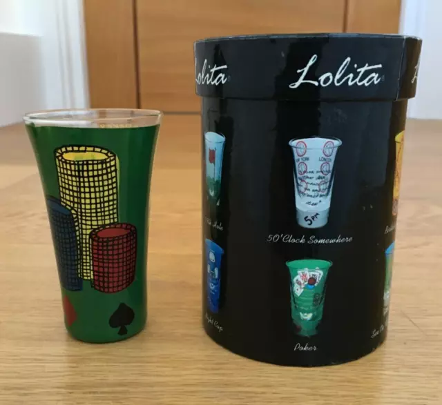 Lolita Poker Party Shot Glass Hand Painted New In Box Chips Cards