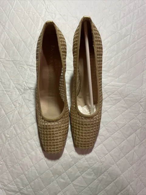 New Enzo Angiolini  Gold Mesh Shoes  Block Heels Size 10 M