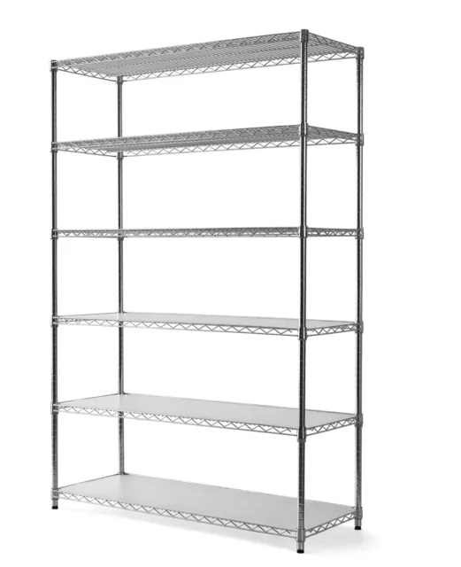 Hyper Tough Chrome Wire 6-Tier 72" H X 47.7" W X 18" D 3600lb with Shelf Liners