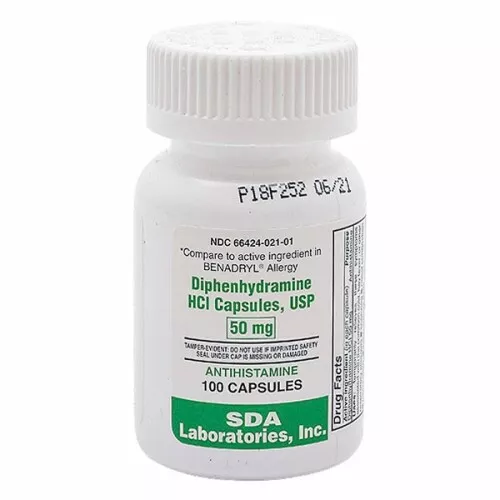 Diphenhydramine Hcl 50mg 100 Capsule Da Sda Labs