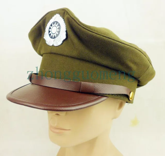 WWII CHINESE kuomintang army Officer Crusher Hat Cap With BADGE 57cm